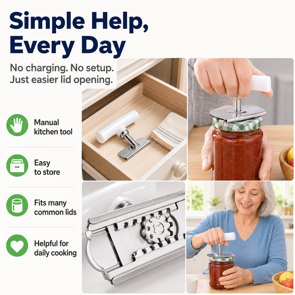 Jar Opener for Arthritis & Weak Hands – Adjustable Stainless Steel😍