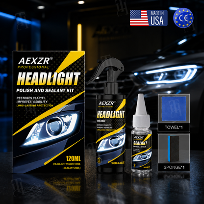 AEXZR® Professional Headlight Restoration Kit – Remove Yellowing & Haze | Special Upsell Discount