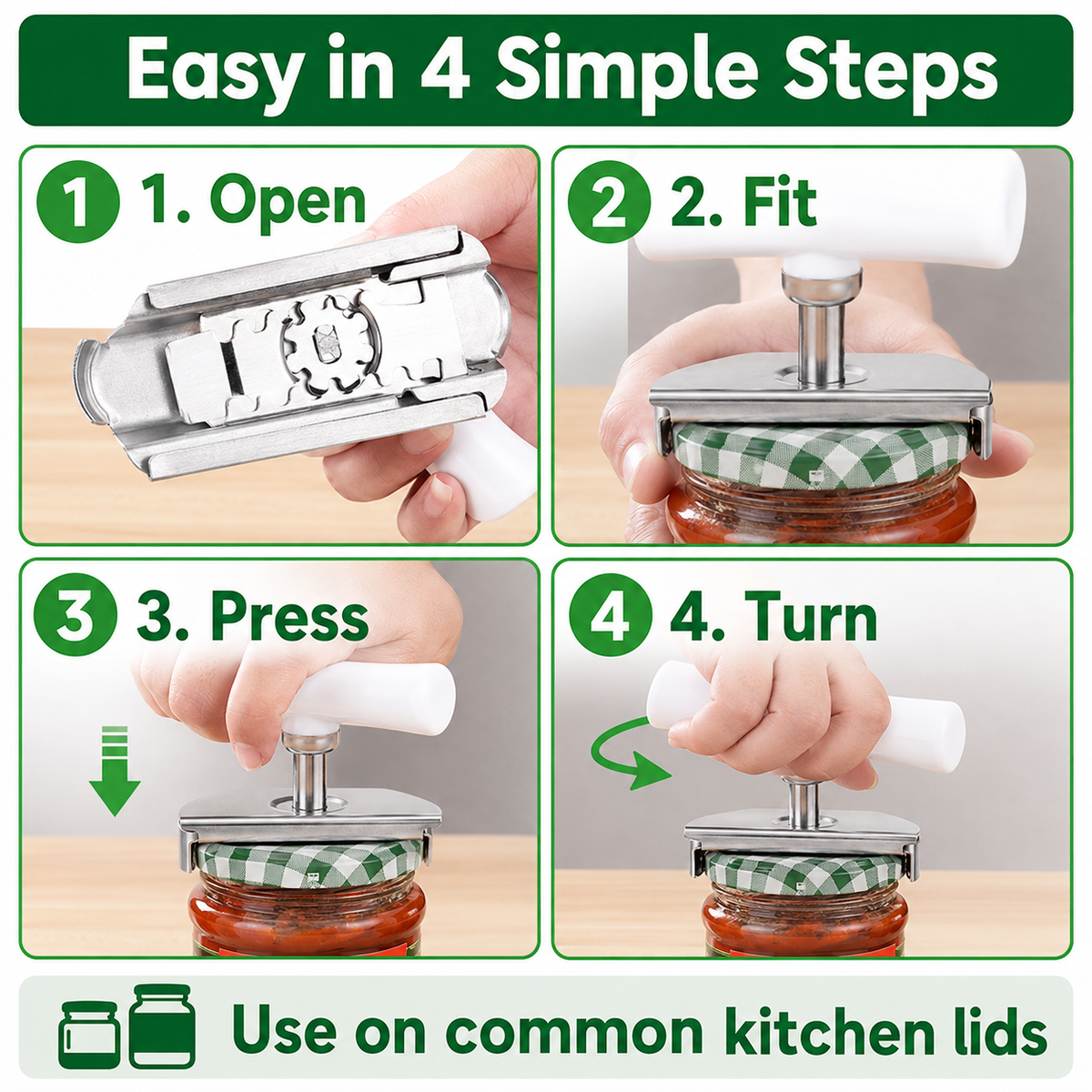 Jar Opener for Arthritis & Weak Hands – Adjustable Stainless Steel😍